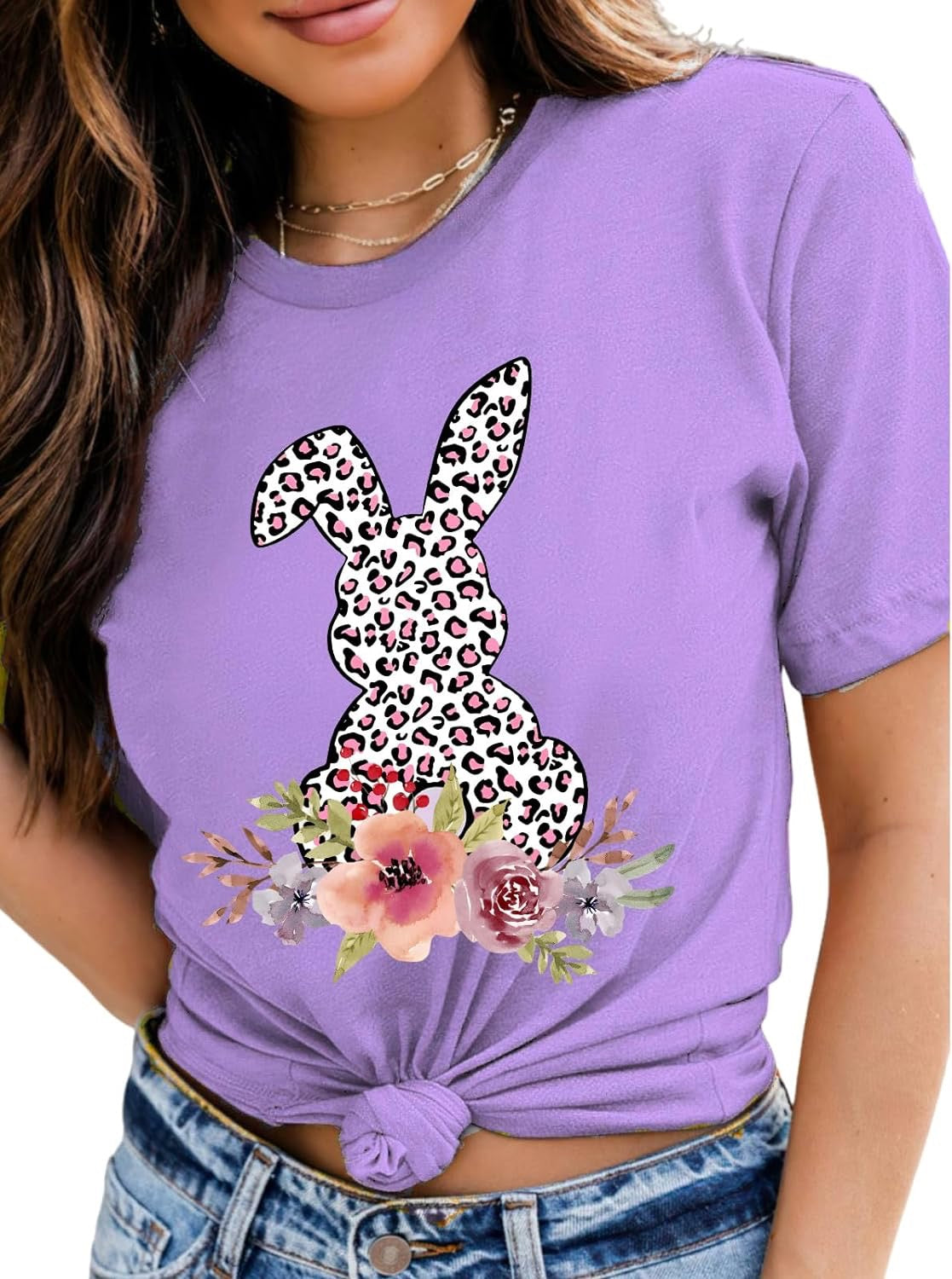 Yokvan Floral Bunny T-Shirt Easter Shirts